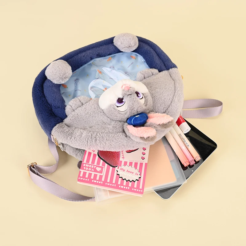 Disney Zootopia Niedlicher Cartoon Judy Nick Große Kapazität Rucksack Umhängetasche Plüsch Flip Student Rucksack Herbst/Winter Geschenk