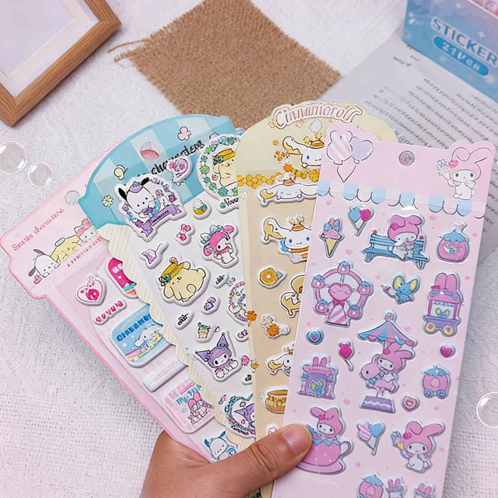 Pegatinas 3D de Espuma Originales de Sanrio, Dibujos Animados de Hello Kitty, Kuromi y Melody, Calcomanías para Álbumes de Recortes, Tazas, Teléfonos, Agendas, Decoración