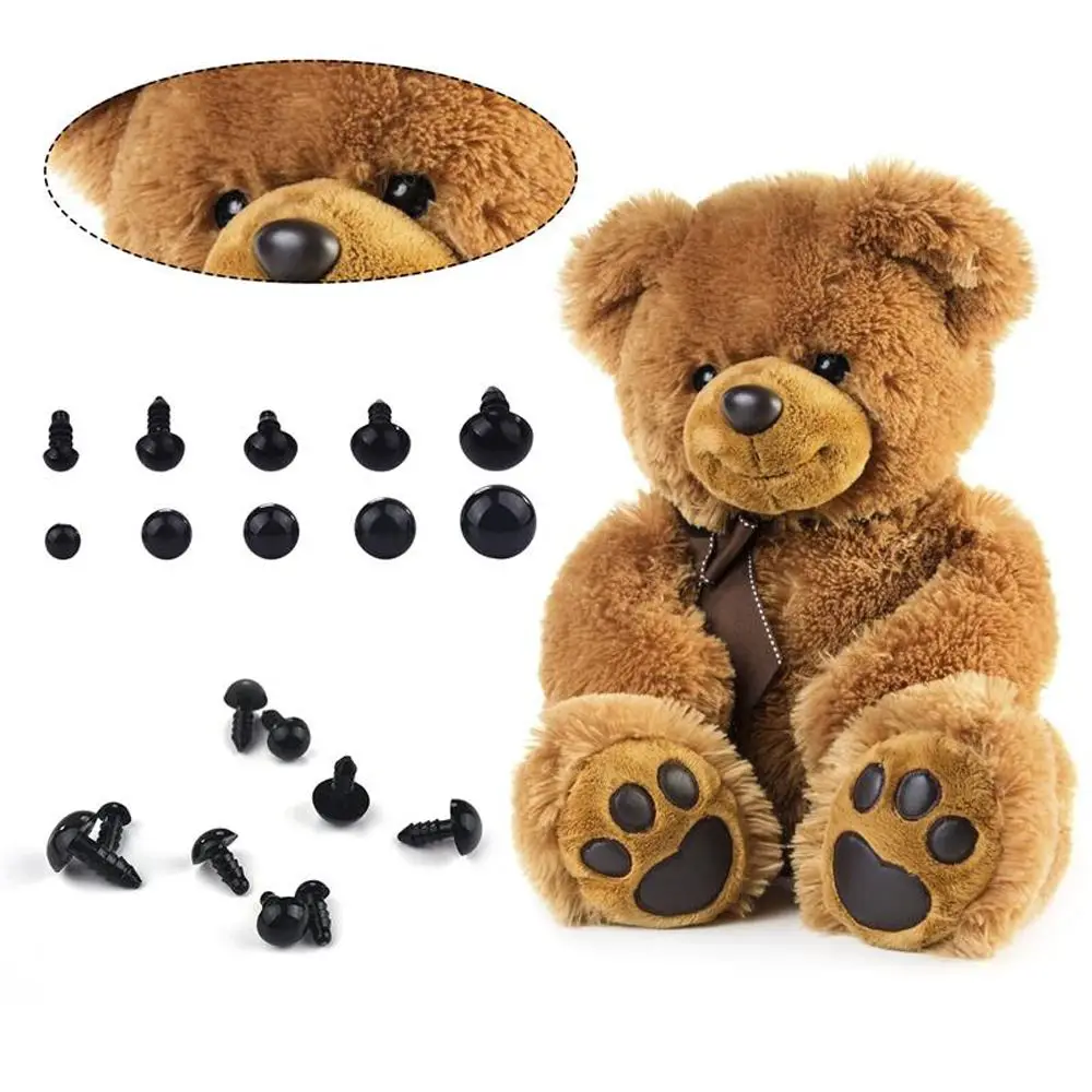 Ojos de peluche negros para muñecas, Ojos de seguridad de piezas, 10mm, 6mm, 8mm, 12mm, 100