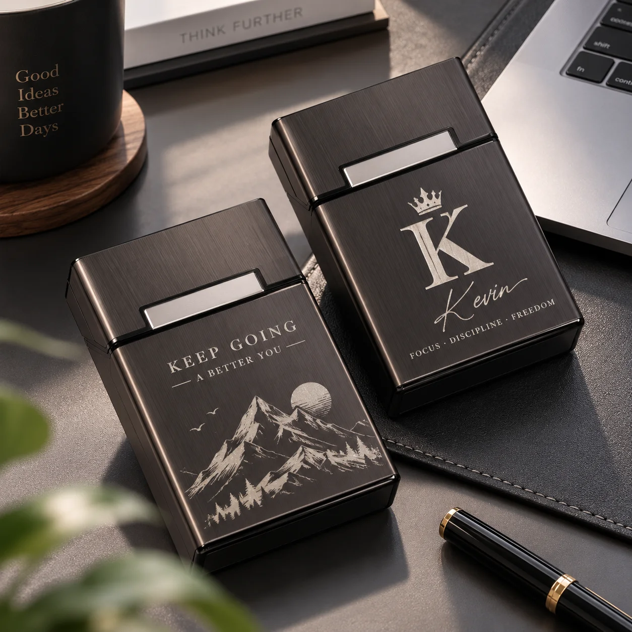 Personalized Logo Laser Engraved Cigarette Case Metal Holder Moisture-Proof Anti-Bend Portable Aluminum Alloy Tobacco Box for Hi