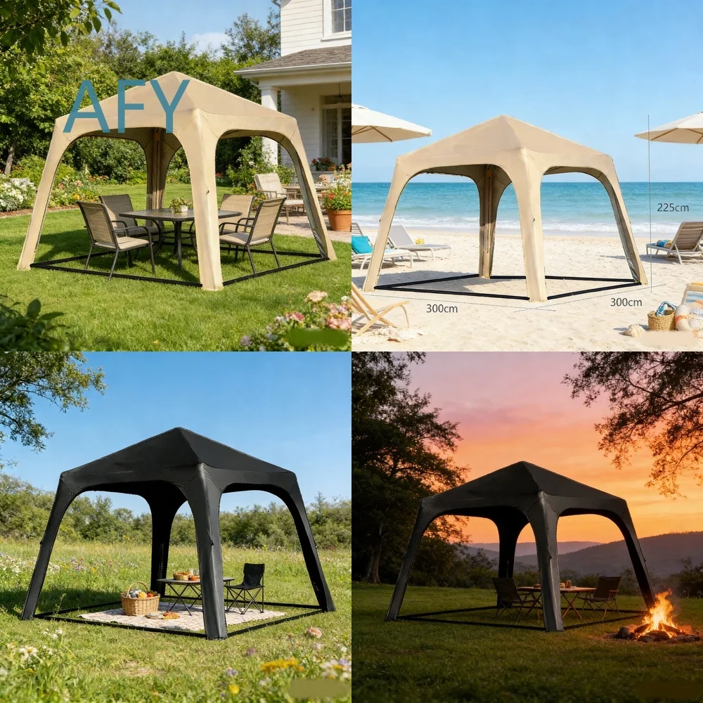 Inflatable Dome Shade Tent for Outdoor Camping for Car Side for RV for 3x3m Black Coated UV Protection Canopy Shelter