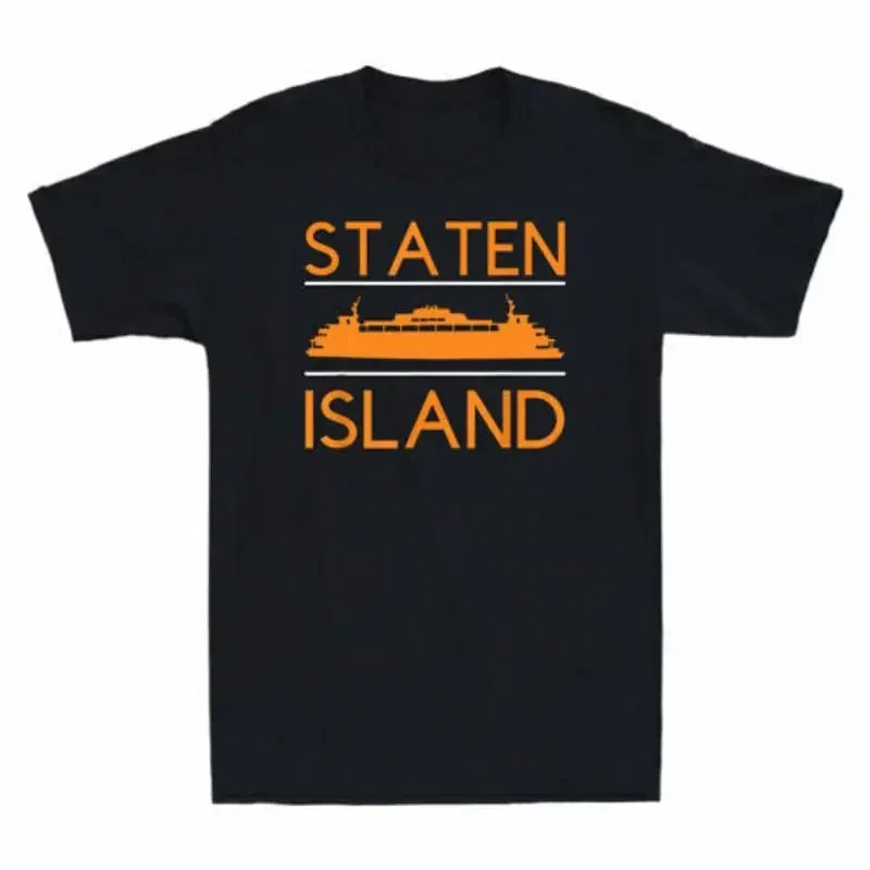 Staten Island Ferry The Fifth Borough Novelty Men's T Shirt Black Navy