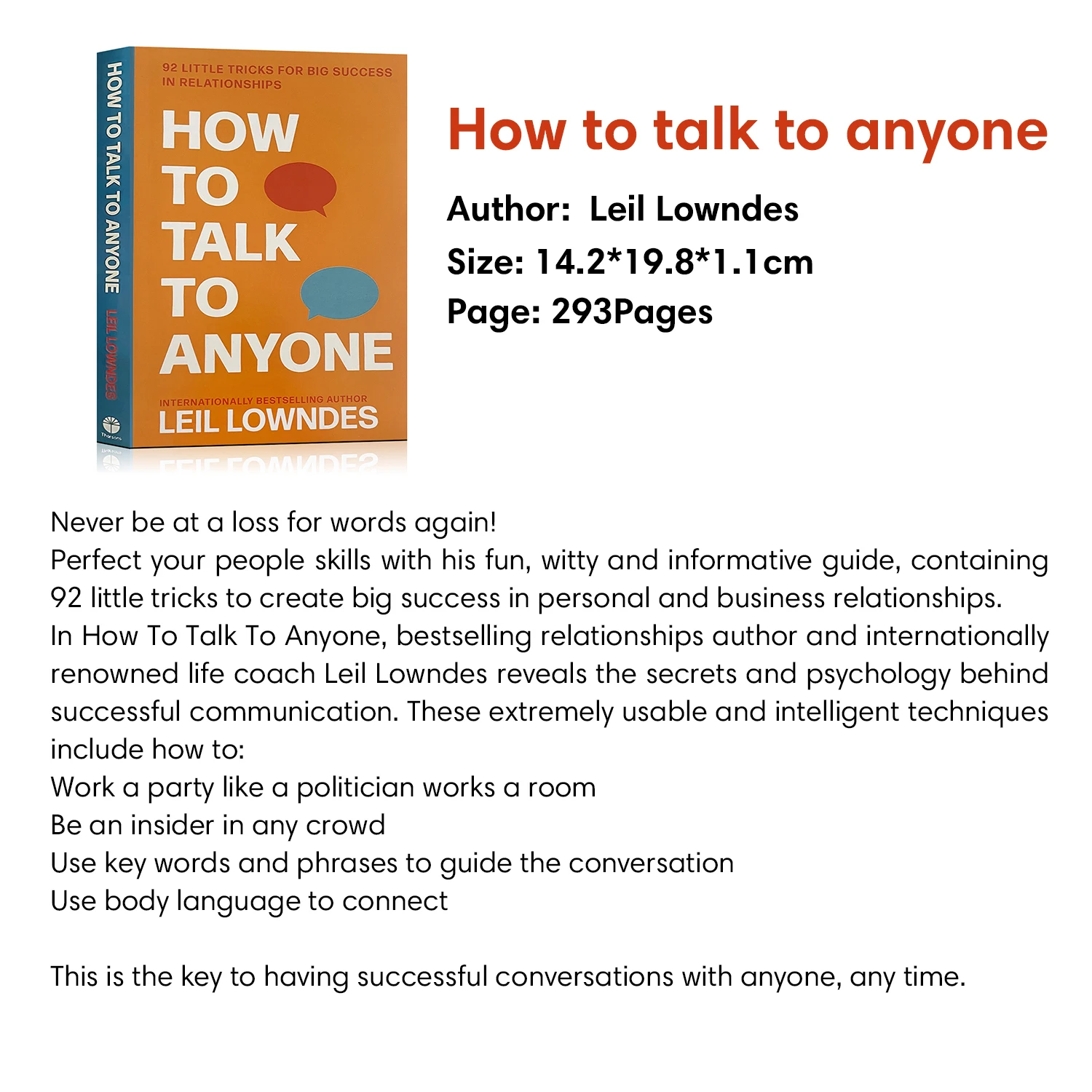 How to Talk to Anyone: 92 Little Tricks for Big Success in Relationships Communication & Social Skills English Book Paperback