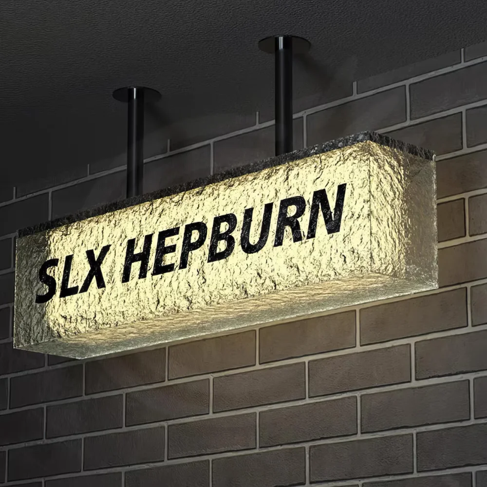 カスタム屋外水波LEDライトボックスビジネスサイン防水アクリル両面店舗壁掛け看板