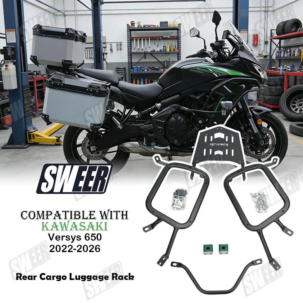 

Motorcycle Metal Rear Cargo Luggage Rack Suitable For Kawasaki Versys650 2022-2026 xtended Carrier Tail Box Bracket Accessories