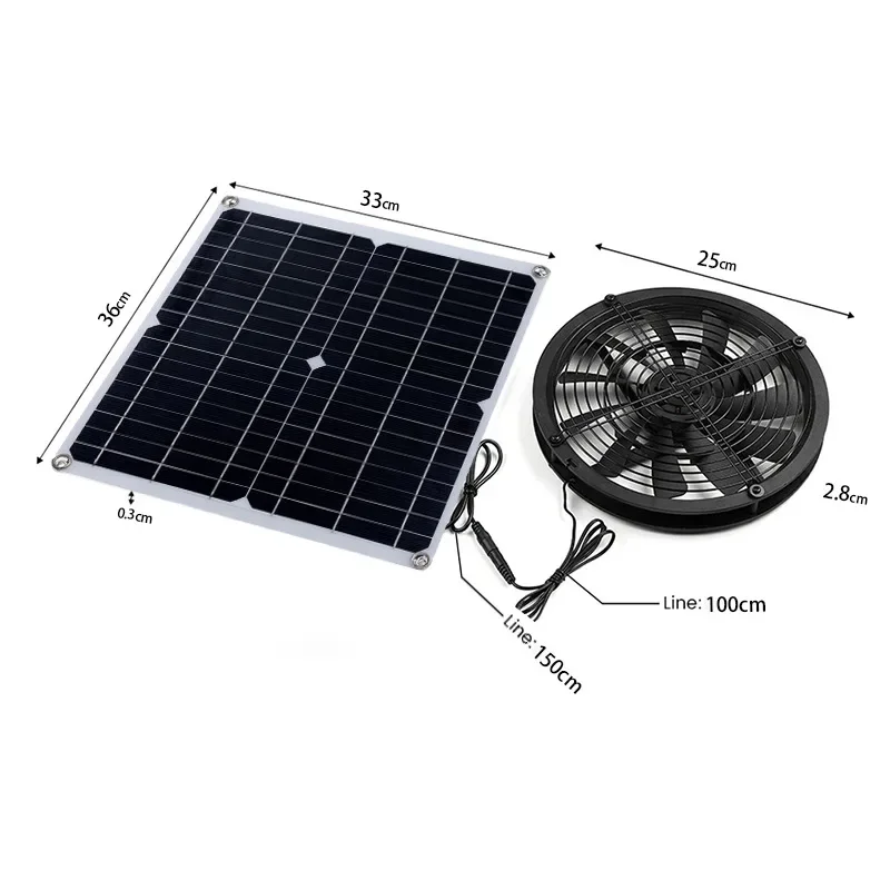 Outdoor Solar Panel Exhaust Fan for Indoor Heat Dissipation Temperature Use Suitable for Houses and Dog Houses