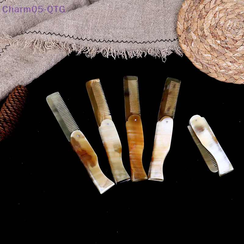 

Лидер продаж! 1 шт., расческа с рогом яка, складной карманный зажим, усы, борода, парикмахерские инструменты