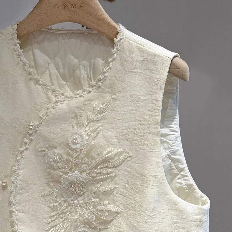 Novo chinês cor sólida colete feminino novo outono e inverno moda temperamento coringa sem mangas colete casaco solto luxo