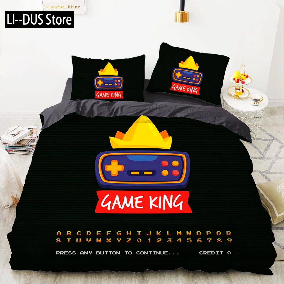 

Game Duvet Cover Set Microfiber Colorful Gamepad Print Bedding Set Boys Teens Video Game Gamepad Play Everywhere Comforter Cover