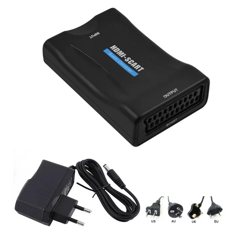 Hd 1080P Ingang Hdmi-Compatibel Scart Output Audio Video Converter Upscale Adapter Box Voor Hdtv Dvd Sky Ps3 Mhl Smart Phone