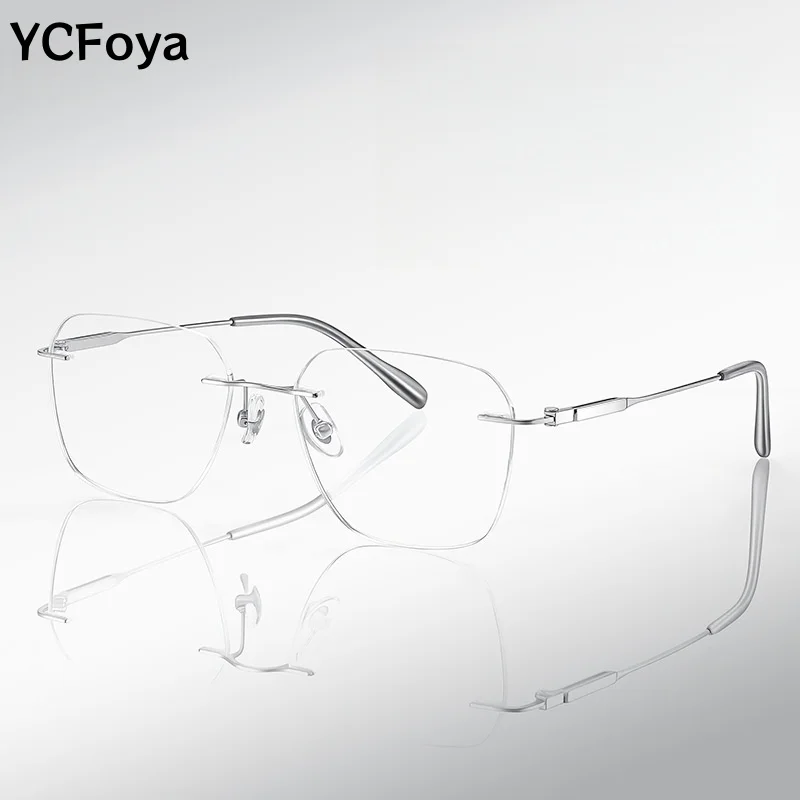 

YCFoya 2026 New Fashion Minimalist Polygon Women Men Titanium Frameless Vintage Lightweight Eyeglasses Frame 6016