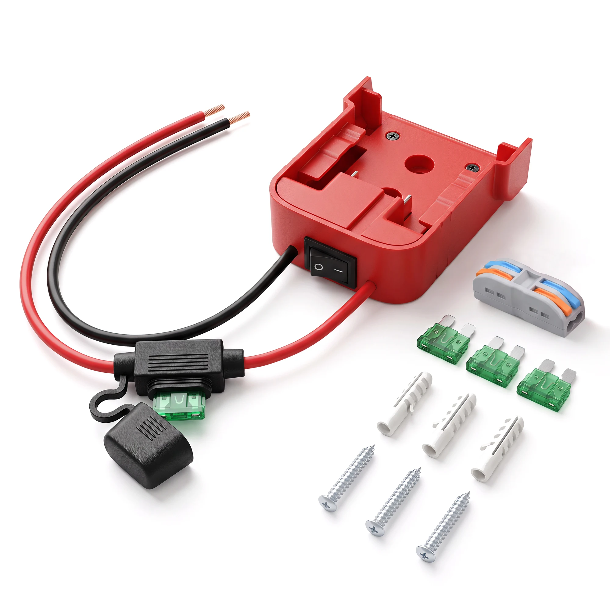 Power Wheel Adapter for Milwaukee M18 18V Battery Adapter with Switch, Fuse & Wire Terminals, for DIY Rc Car Toys and Robotics