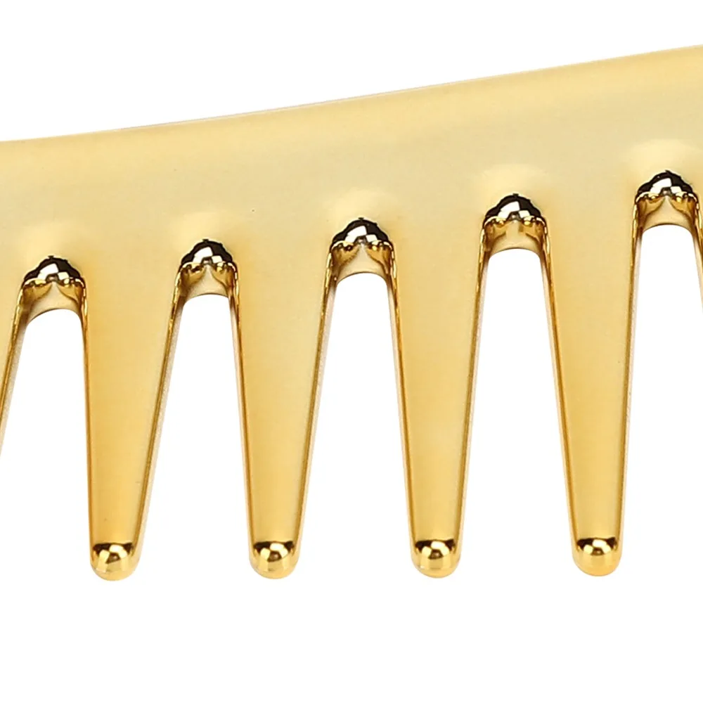 For Travel Use No Handle Wide Tooth Comb Large Size Plastic Detangling Comb Wide Tooth Design Gold Color Shampoo Comb Home Use