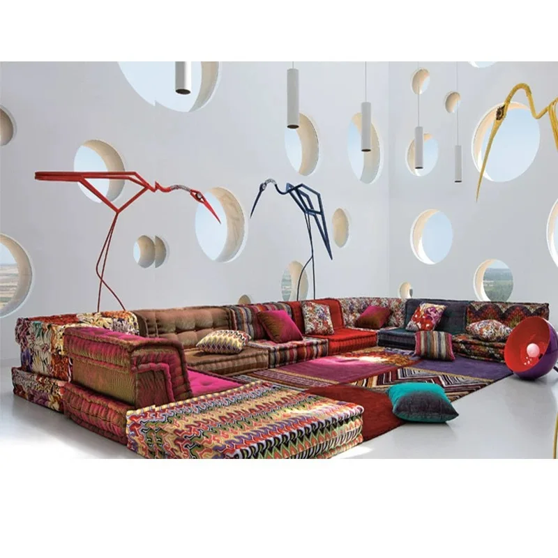 Sofa retro light luxury Italian free combination fabric color module sofa