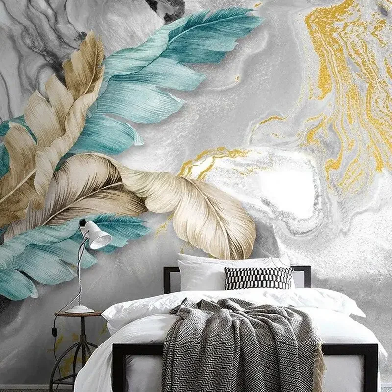

Custom murals of any size modern fashion abstract hand-painted tropical plant leaves art background wall decoration wallpaper