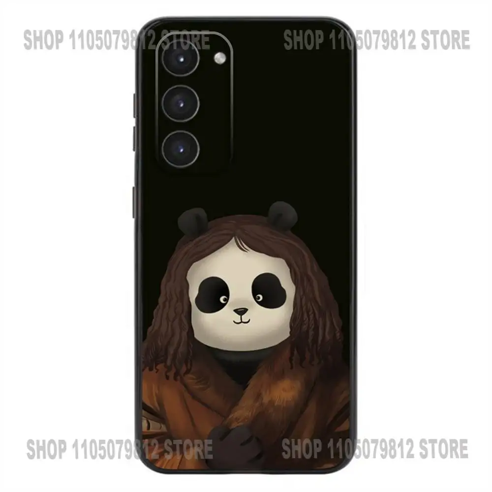 Capa de telefone divertida panda mona lisa arte para samsung galaxy a20,21s,22,31,32,52,53,72,73,80,91 capa preta de silicone macio