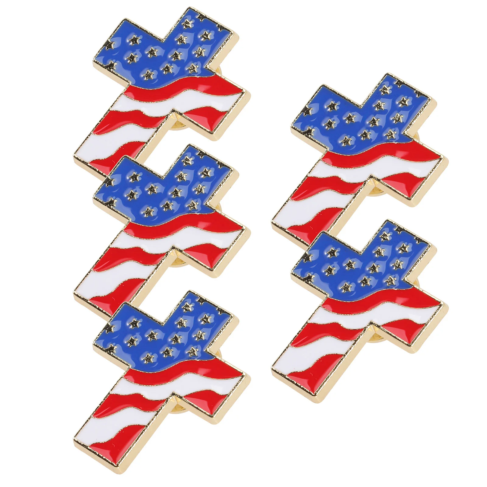 5 Pcs Independence Day Badge Corsage Flag US American Lapel Clothing Woman