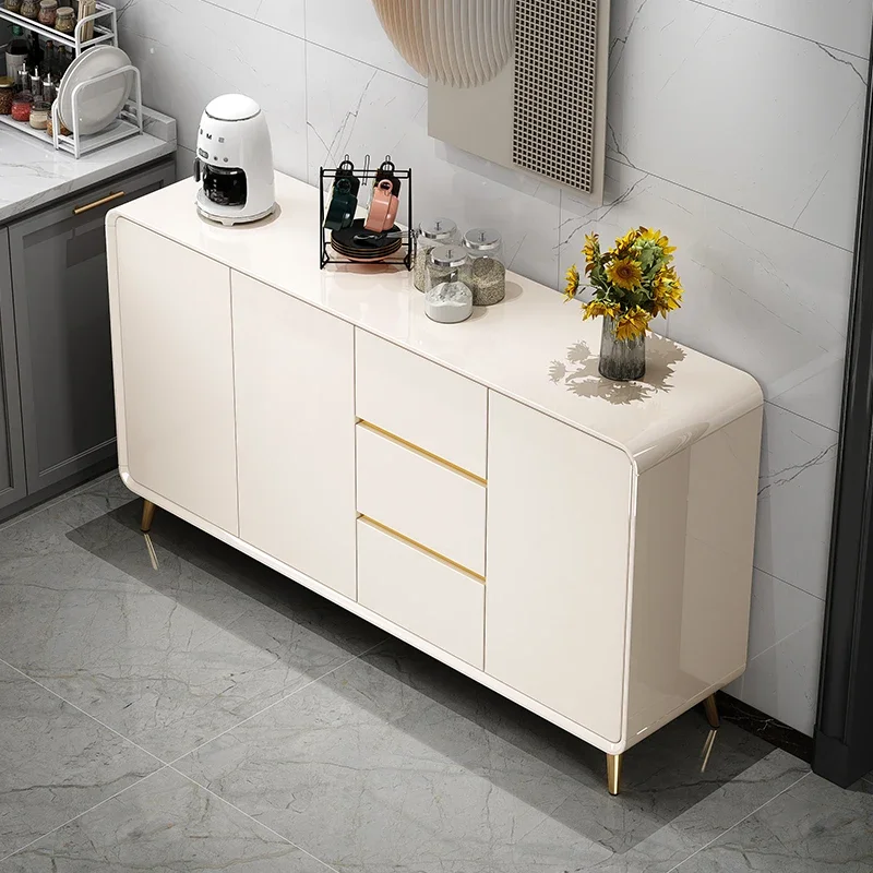 Classic wooden large buffet table cabinet, luxury living room platinum self-service sideboard