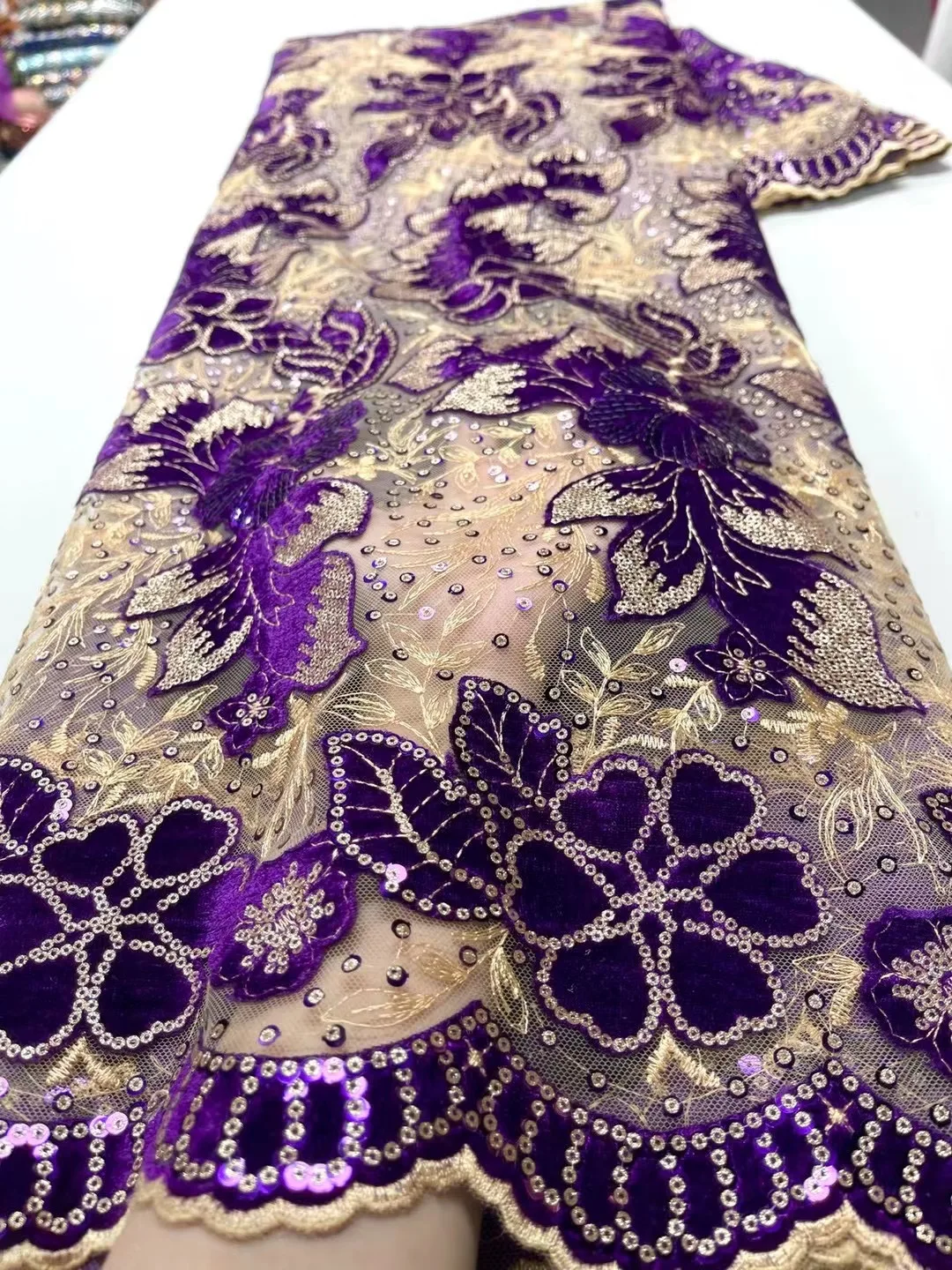 African Velvet Tassel Lace Fabric with Intricate Embroidery Laser Cut Traditional Nigerian Attire 2025 Drapes Designs Sewing