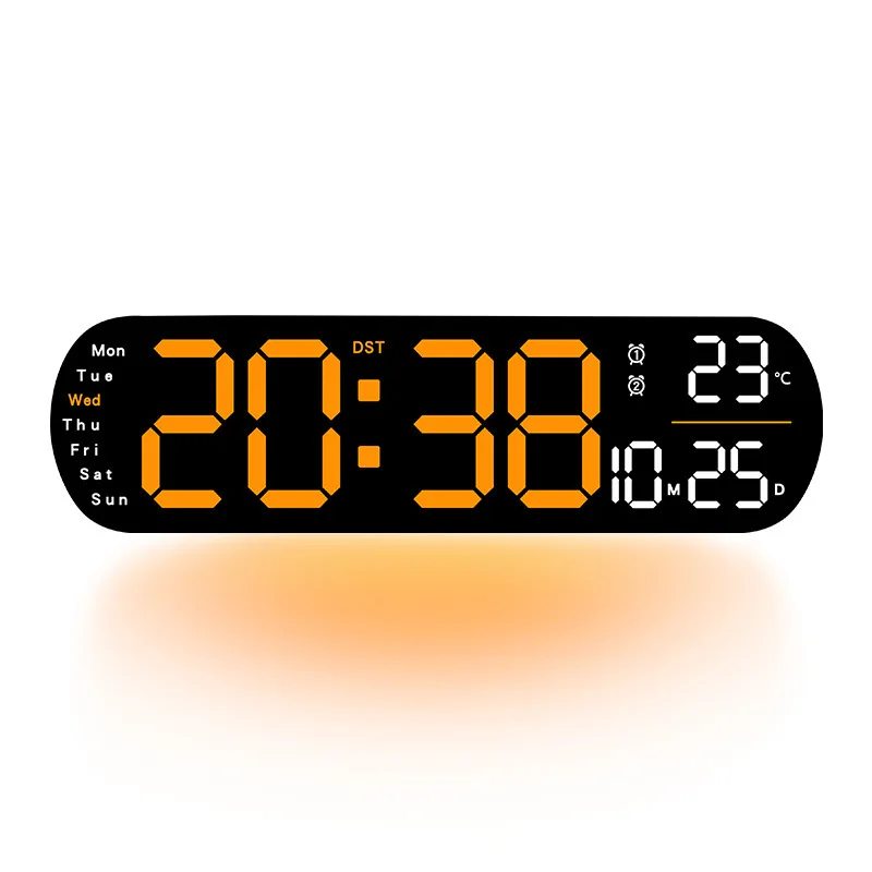 35cm Large Digital Wall Clock Temperature and Humidity Week Display Brightness Electronic LED Table Alarm Clock 12/24H