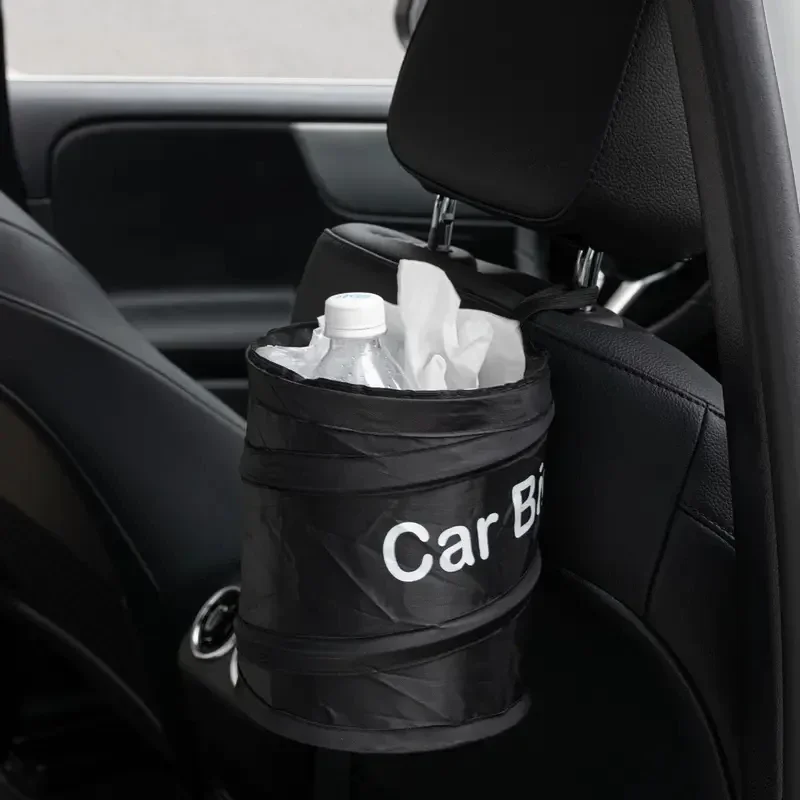 

1pcs Black Foldable Leakproof Durable Cloth Easy Hanging Design Car Trash Can Suitable for Camping Picnic and Office Use