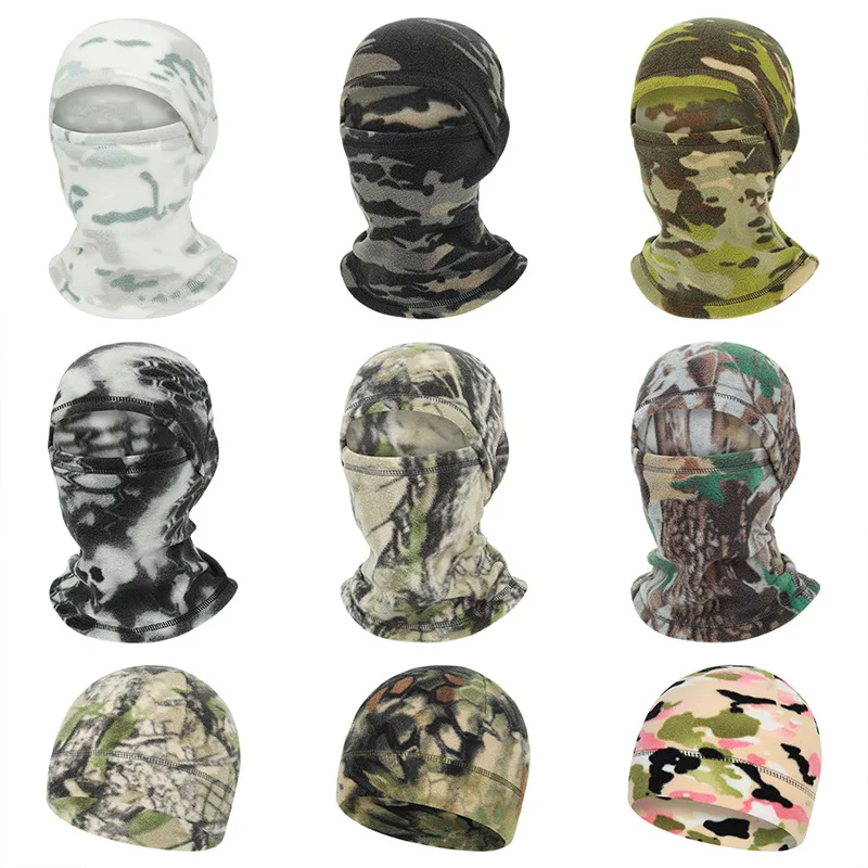 Winter Camouflage Fleece Cap Balaclava cap Outdoor Bicycle Motorcycle Helmet Inner Cap Men Women Cycling MaskFull Face Mask