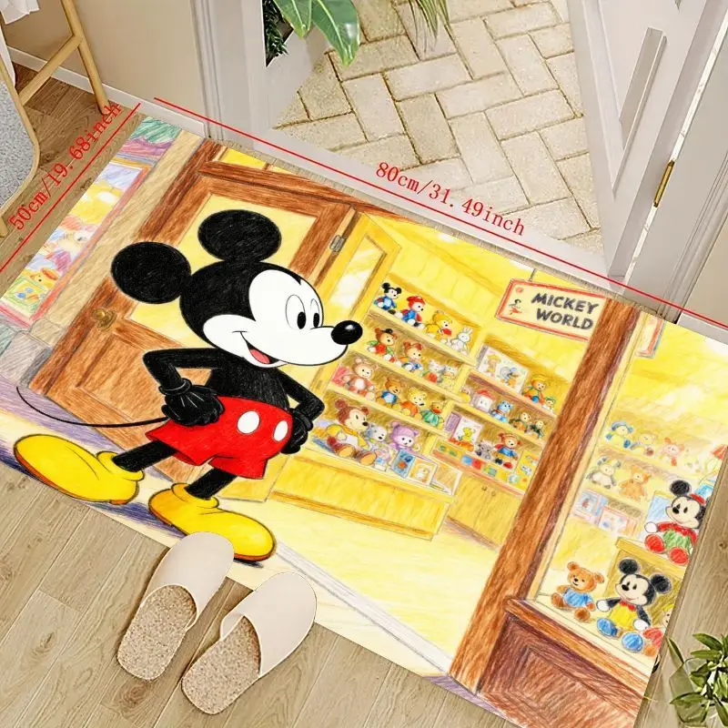 

1 шт., классический напольный коврик с изображением Микки Мауса Диснея, милый Нескользящий коврик с изображением Микки Мика Мауса, мягкий моющийся