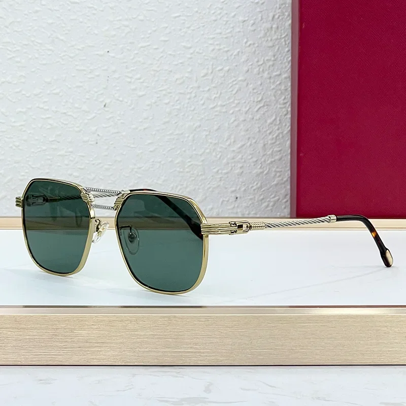 

Мужские легкие люксовые золотые солнцезащитные очки-авиаторы с двойной перемычкой, трендовые 2025 года, в стиле INS, высококачественные, из сплава, для мужчин