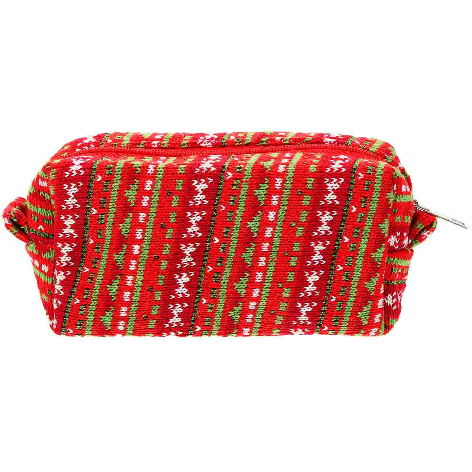 

Wash Bag Knitted Pencil Case Travel Makeup Toiletry Yarn with Compartments Knitting Storage