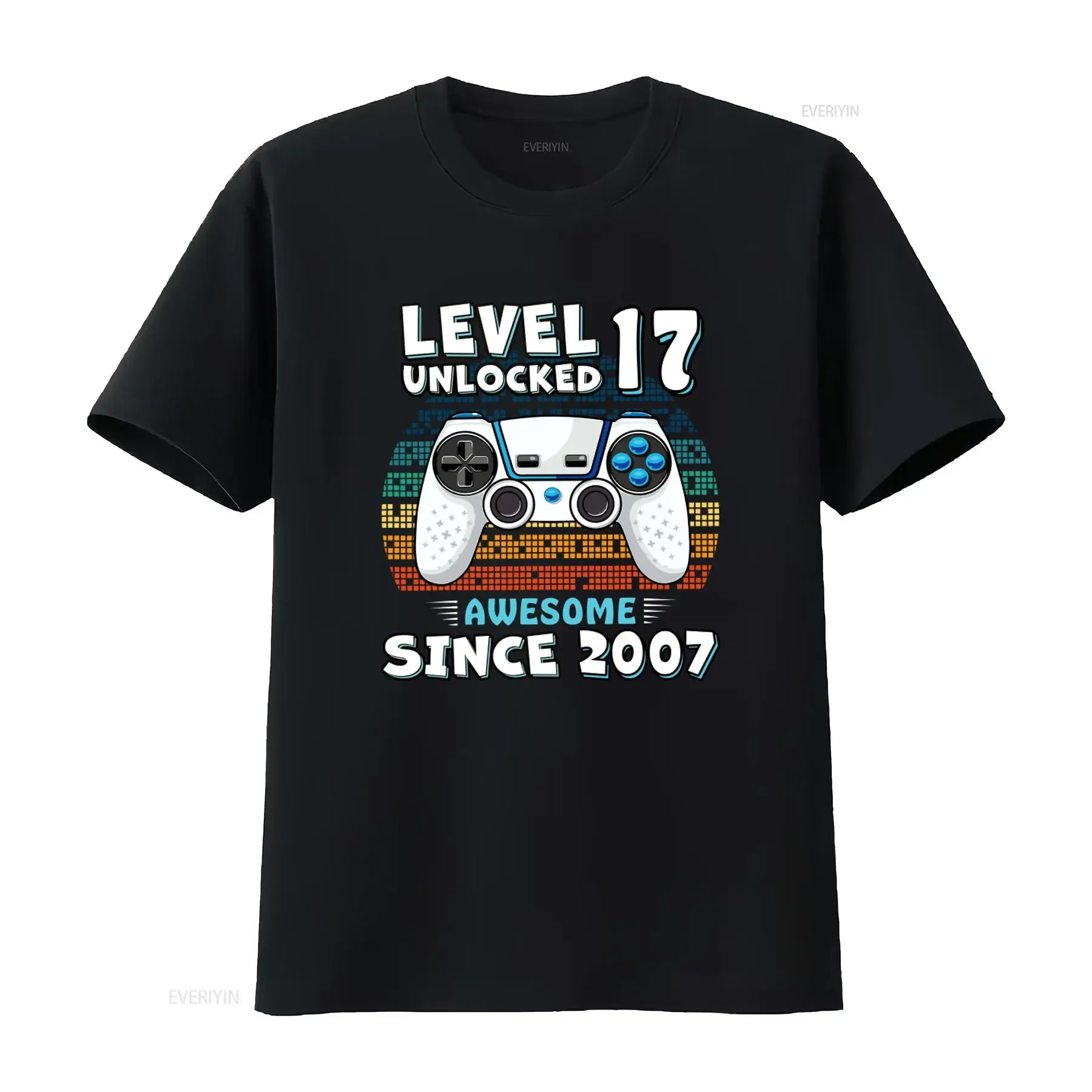 Cool 17th Birthday Boy Gamer T Shirt Level 17 Unlocked Awesome Since 2007 Perfect for Game Gaming Party vintage Washed
