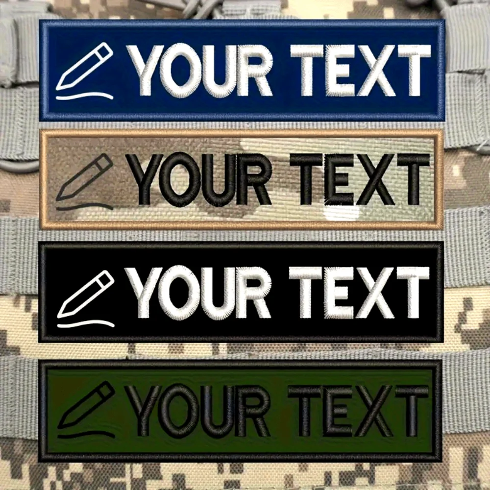 Écusson personnalisé avec nom et numéro, 1 pièce, bandes rayées 10cm x 2.5cm, badges personnalisés, logo tactique, accessoires de style militaire