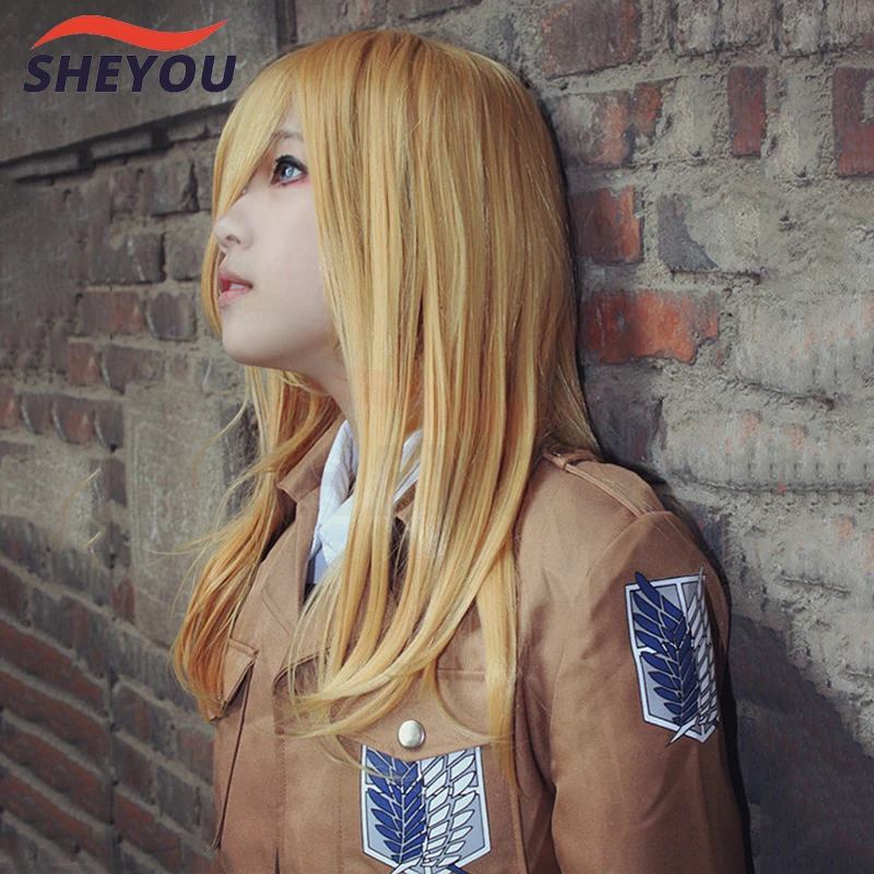 

High Quality Krista Lenz Christa Short Blonde Kyojin Renz Heat Resistant Cosplay Costume Wig + Free Wig Cap