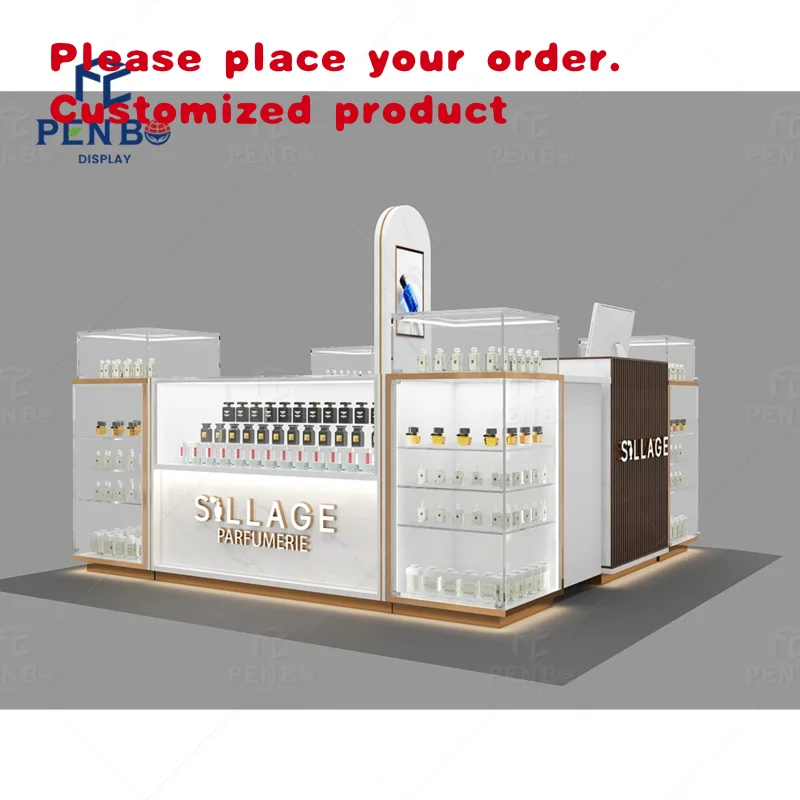 custom.Mdf Perfume Glass Display Showcase Perfume-display-showcase Modern Kiosk Middle Perfume Display Furniture Kiosk