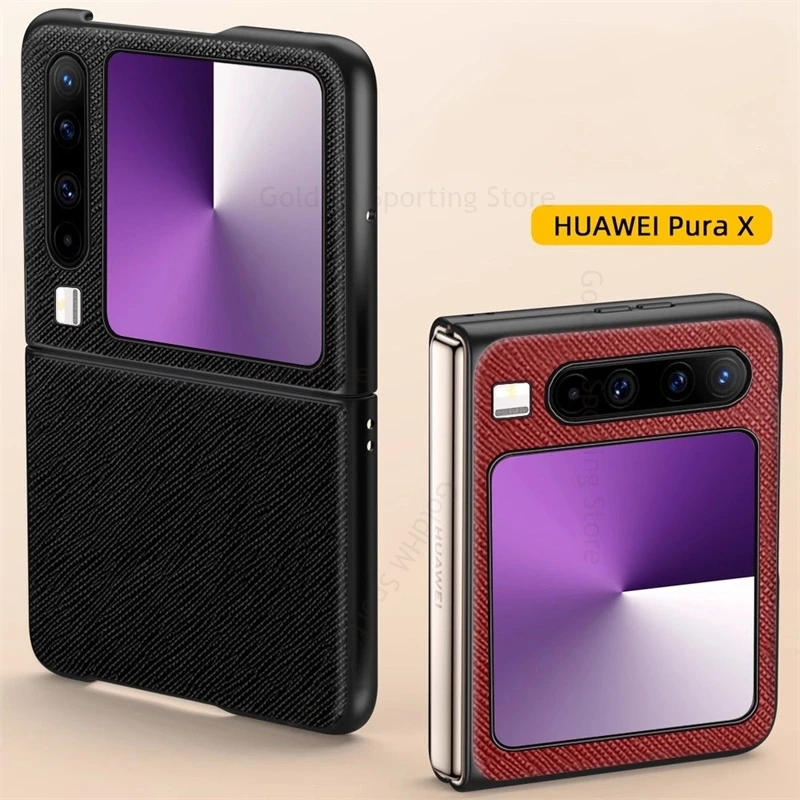 

Fundas For Huawei Pura X VDE-AL00 Cross Leather Phone Tough Case For HUAWEI Pura X 5G Protective Flip Back Cover PuraX Hard Case