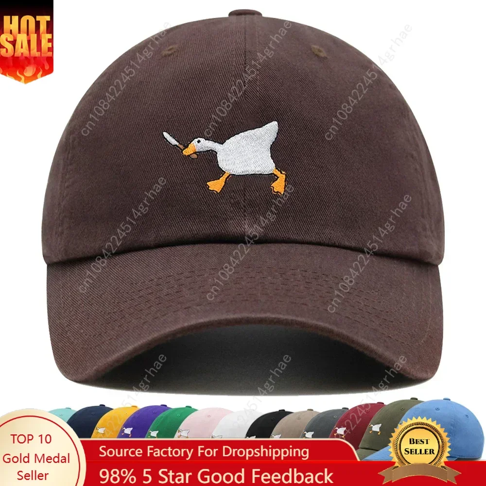 

Biting Knife White Goose Baseball Cap Interest Printing Duck Dad Hat Cotton Adjustable Unisex Adjustable Fashion Duck Tongue Hat