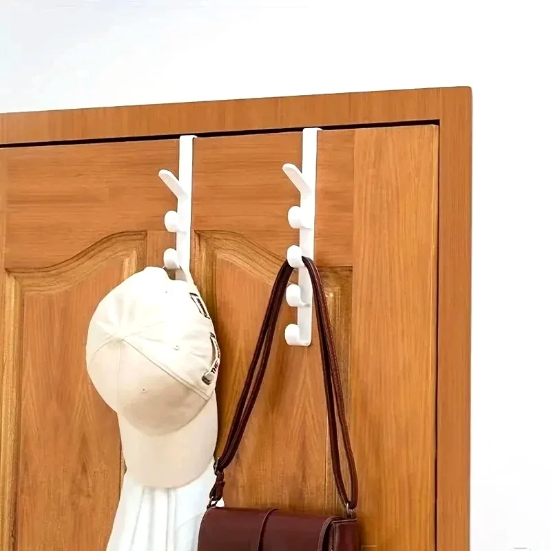 1pc Bedroom Door Hanger Clothes Hanging Rack Over The Door Plastic Home Storage Organization Hooks, Purse Holder For Bags Rails