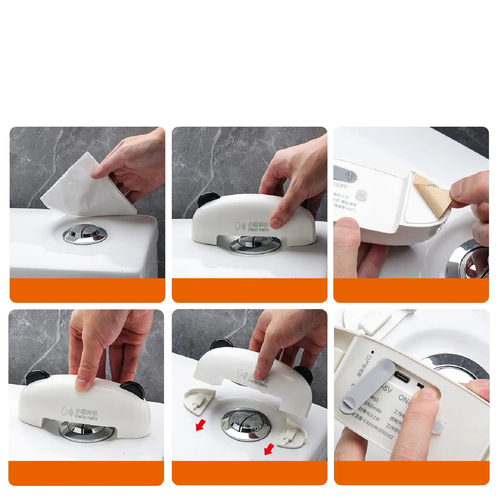 Automatic Toilet Flusher Touchless Sensor Type C Charging ABS Plastic for Home Luxury Bathroom Toilet Kit