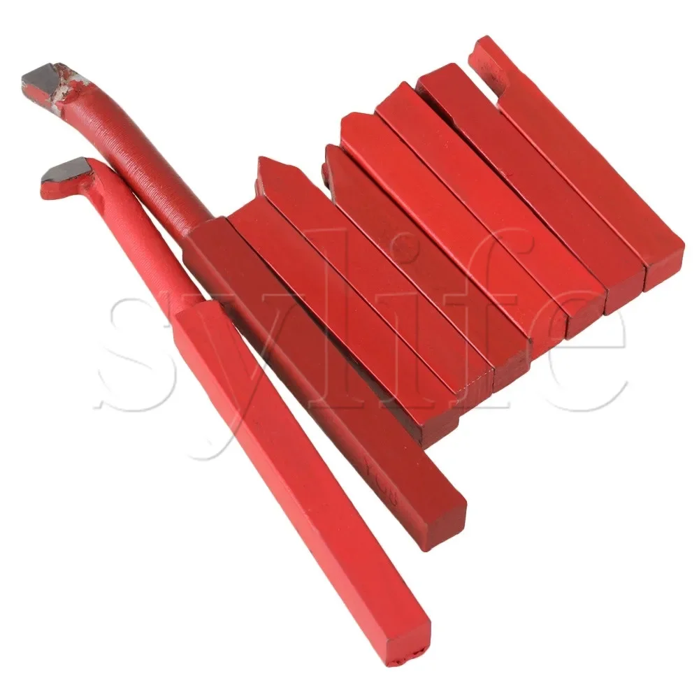 

‌ 9 шт. токарные инструменты для токарных станков из красного железа с насадкой из сплава YW1, хвостовик 10x10 мм для металлообработки ‌