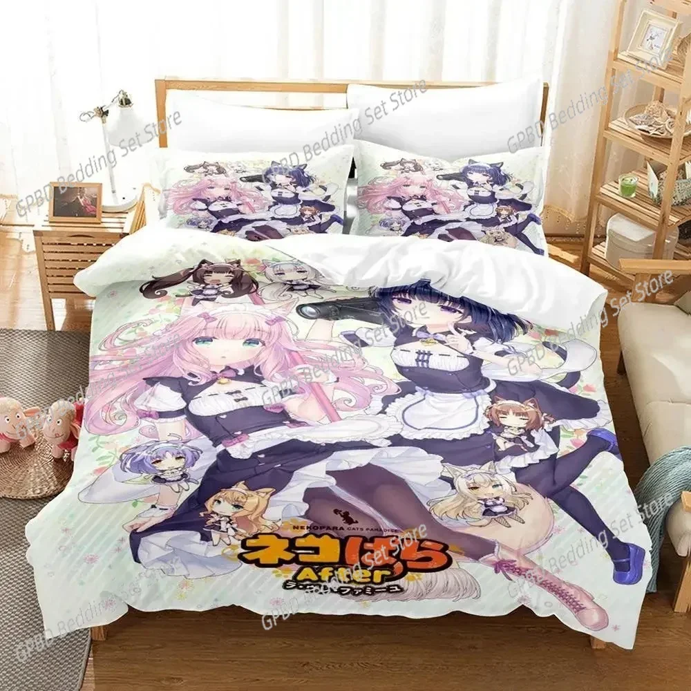 

3D Print Anime Kawaii Girls Nekopara Bedding Set Single Twin Double Queen King Cal King Size Bed Linen Set