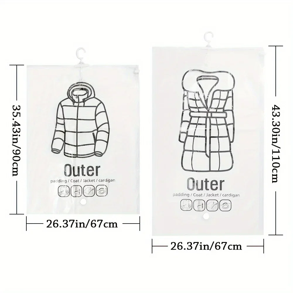 1pc Vacuum Compression Bag To Save Space For Foldable Clothes Hang Hook Storage Down Jacket Suit Bags Clothing Dustproof Cover