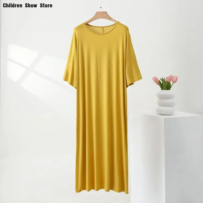 

Modal Nightdress Women Elegant V-Neck Home Dressing Gown Loungewear Solid Color Sleepweawr Female Nightgown Pajamas Lingerie
