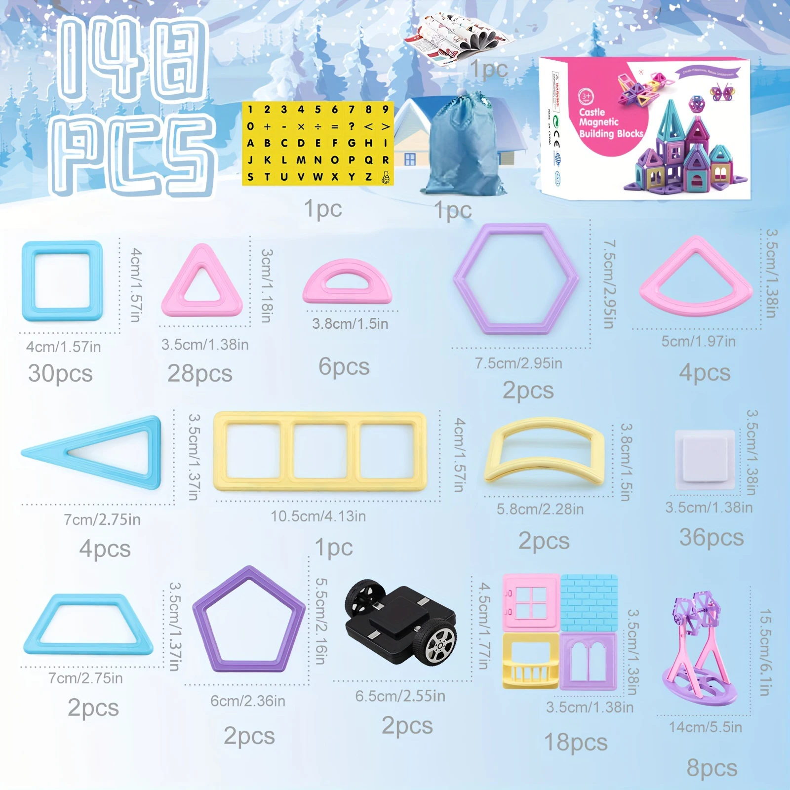 Mini 148Pcs Magnetic Building tiles 3D Magnetic Stacking Blocks STEM Magnetic Toys Learning Construction Toys for Kids