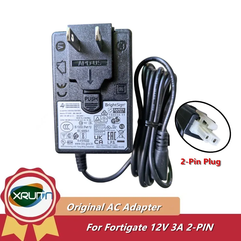 Original APD WA-36A12R 12V 3A 2.5A WA-30J12RUG-BFAB Charger For Fortinet FortiGate Firewall 60D 90D 30E 50E 60E 80E Power Supply
