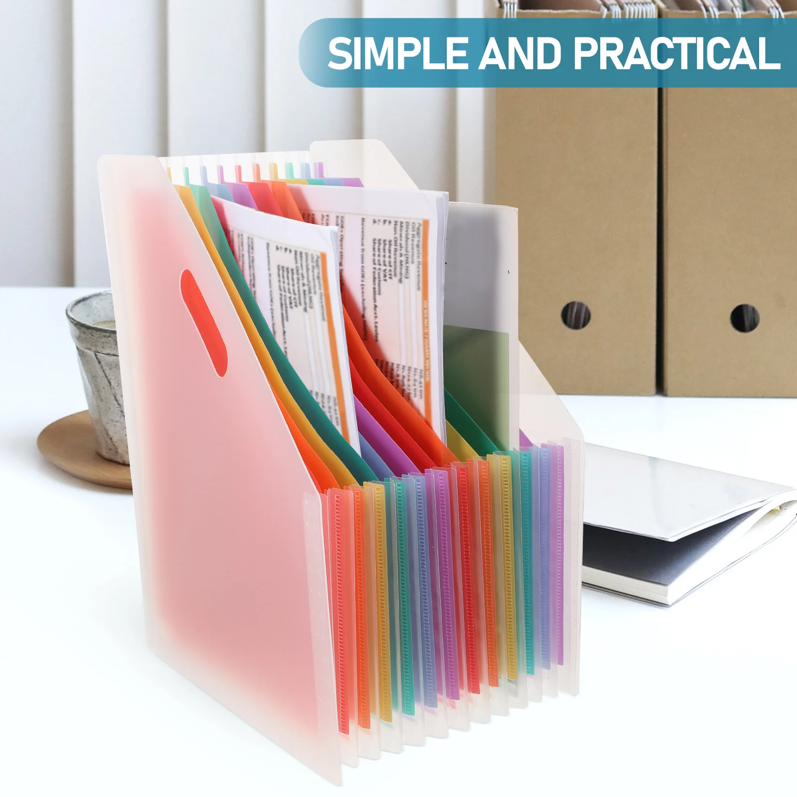 

Large Capacity Accordion File Folder Plastic Portable Office Use Expandable Desktop Organizer Cash Receipts Holder