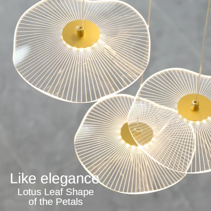 Imagem -05 - Modern Led Lotus Leaf Chandelier Pendant Light Long Stair Hanging Lâmpadas Luxo Art Lâmpada Villa Sala de Estar Jantar Bar Hotel