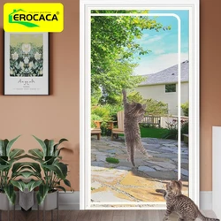 EROCACA Reinforced Cat Screen Door Pet Resistant Mesh Screen Door Pets Proof Zipper Screen Door for Living Room Bedroom Patio