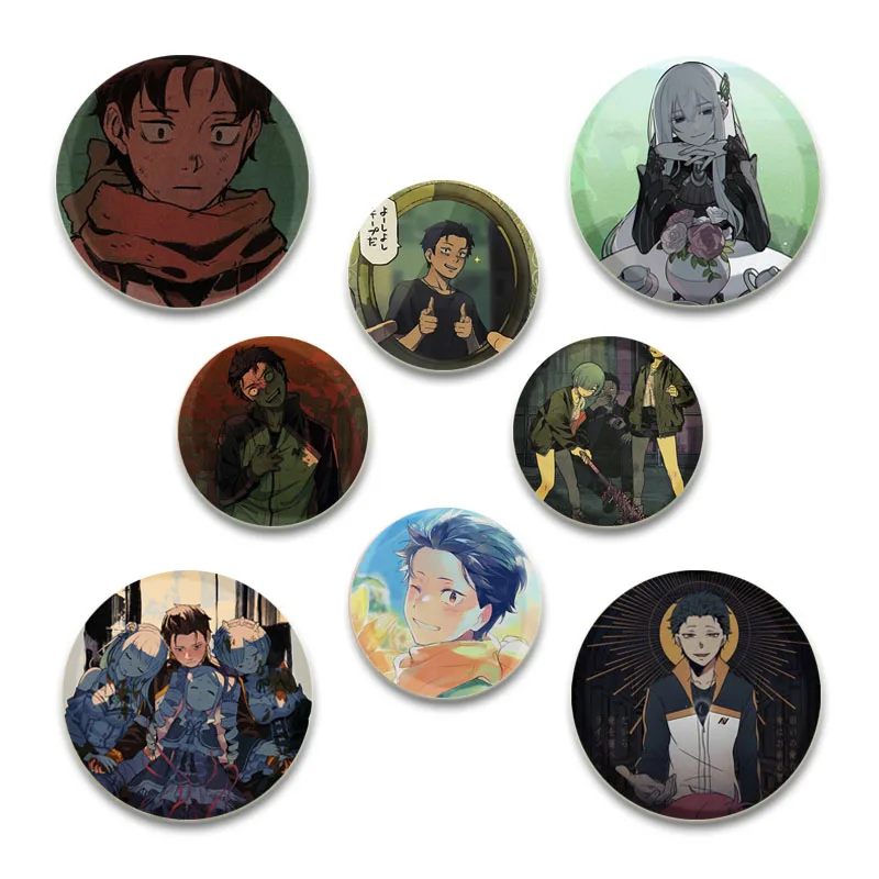 Anime Re Zero - Starting Life in Another World Brooches Cartoon Characters Badges Snap Button Pins for Backpack Decoration Gifts