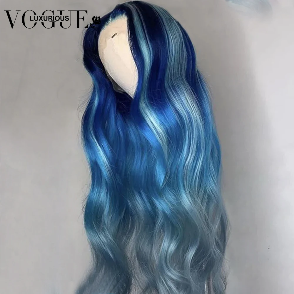 Peruca brasileira Onda De Corpo Reto, Destaque Lago Azul Colorido, Perucas Frontal De Cabelo Humano, Peruca Transparente Da Parte Do Laço, Remy à Venda, 13x4