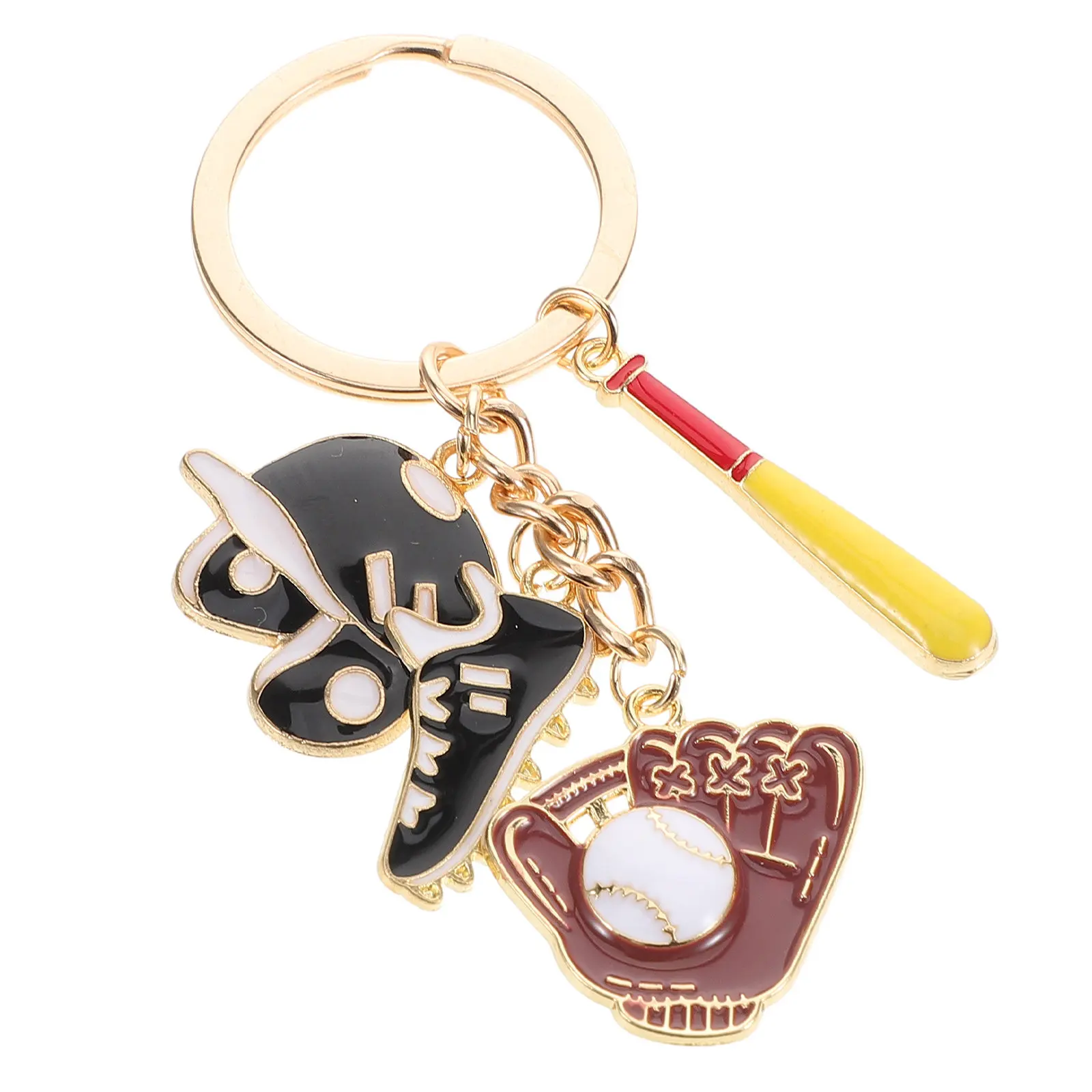 Mini Baseball Bat Keychain Alloy Sports Ball Pendant Decorative Key Ring for Baseball Fans Backpacks Party Favors