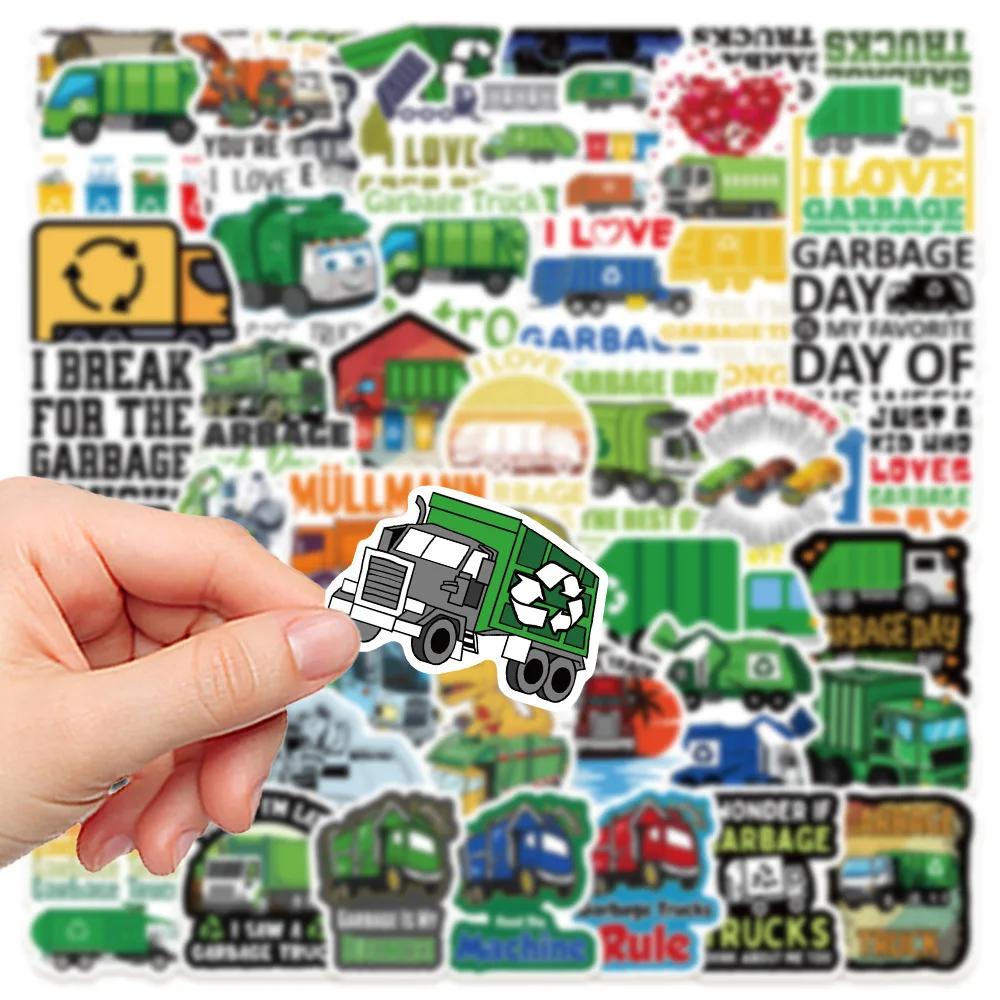 10/30/50PCS Garbage Truck Cartoon Stickers Waste Recycling Graffiti DIY Decals Scrapbook Luggage Laptop Guitar Car Bike Sticker